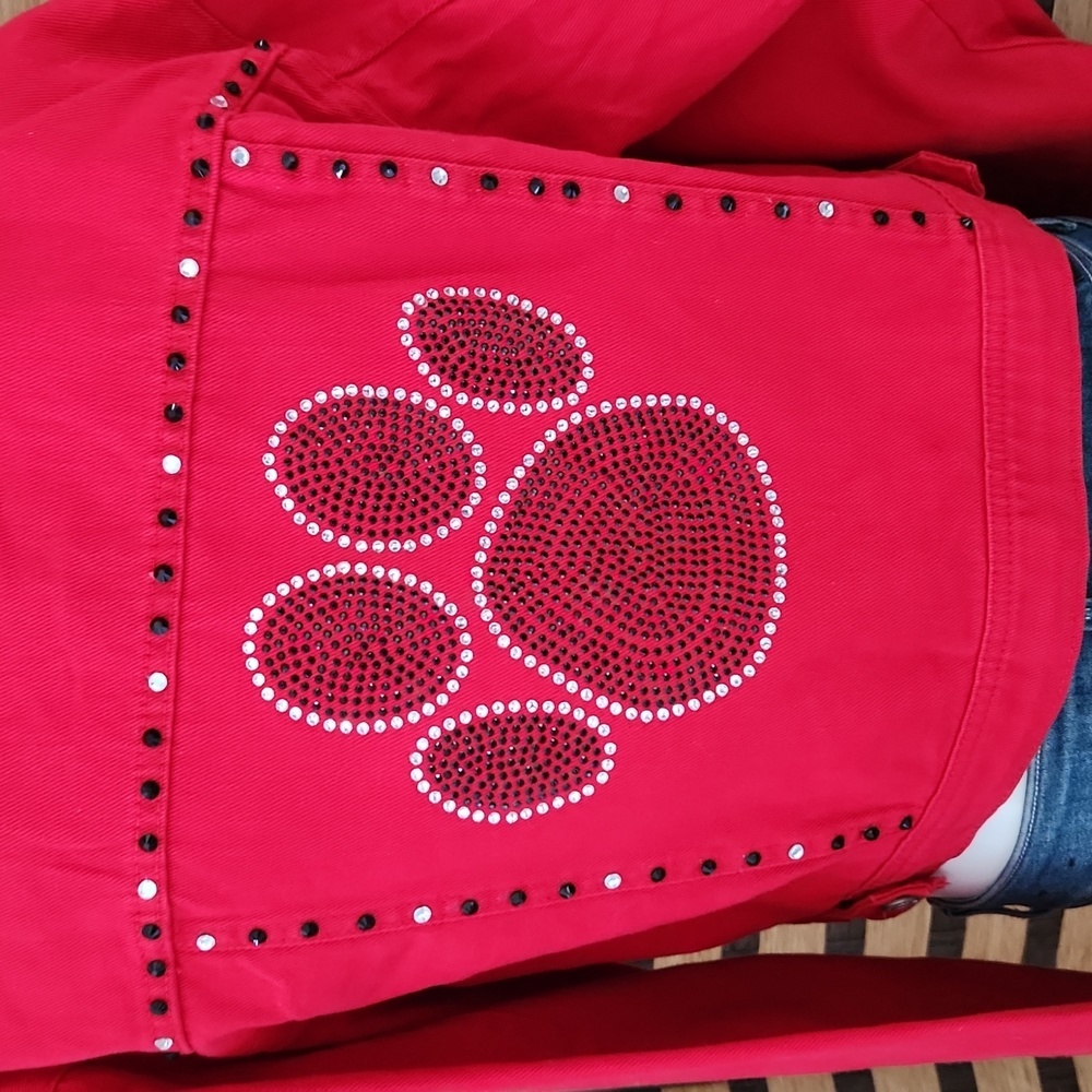 NWT!! Dog Paw jean jacket rhinestone custom made